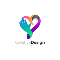Love icon and hand care design combination, colorful style