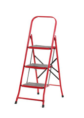 Red maintenance ladder on white background