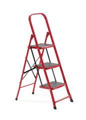 Red maintenance ladder on white background