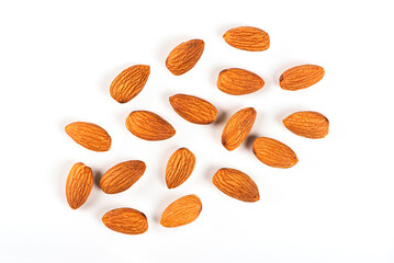Top view of almonds isolated