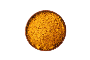 Turmeric powder in bowls on white background.