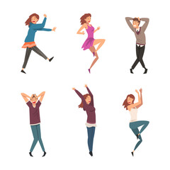 Set of shocked scared people. Stressed terrified emotional men and women cartoon vector illustration