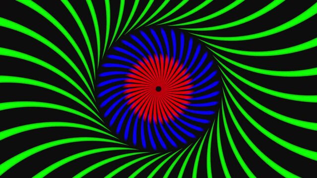Psychedelic hypnosis trip video RGB zoom