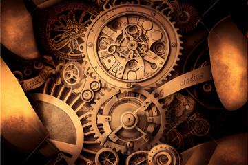 Fototapeta na wymiar Steampunk background with gears and cogs