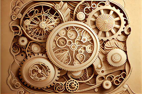 Steampunk gold gears and cogs
