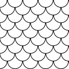 Fish scales black and white seamless pattern, turquoise abstract background  © Tanita