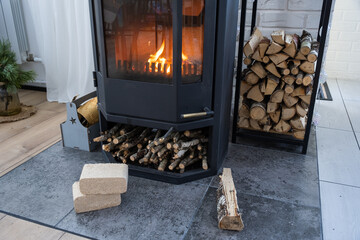 Fuel briquettes made of pressed sawdust for kindling the furnace - economical alternative...