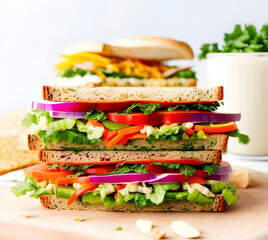 vegan veggie sandwich illustration 1