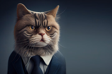 Cat dressed in a formal suit. Generative AI