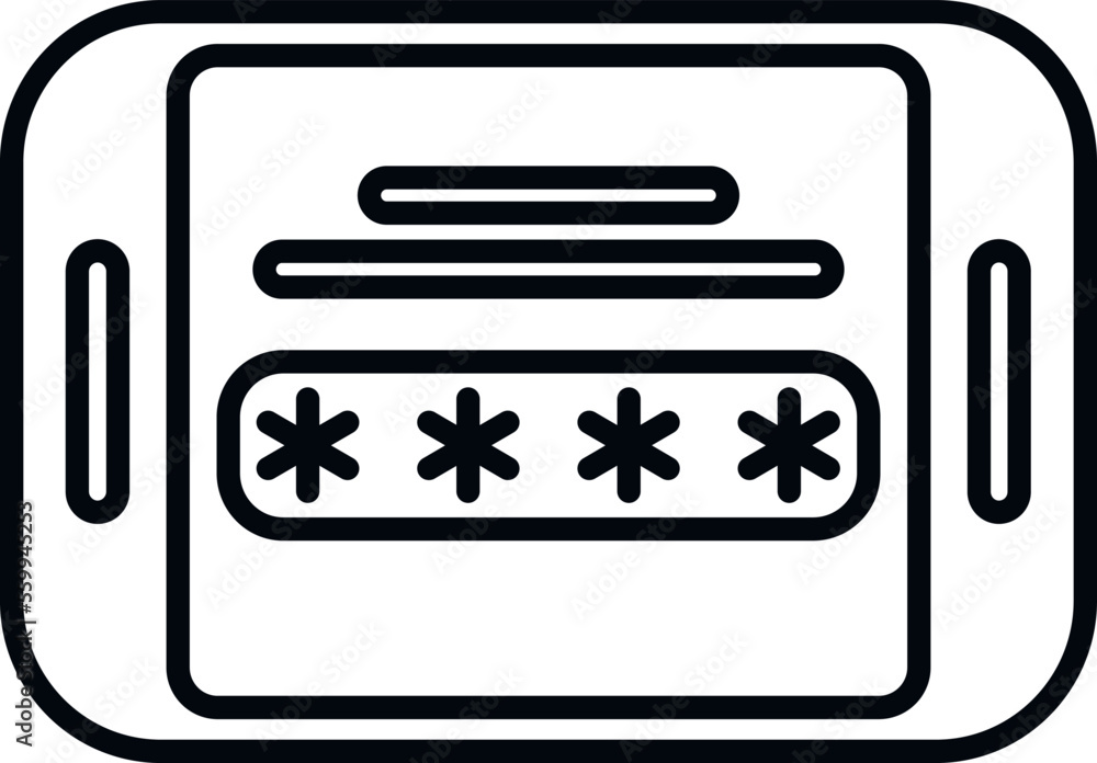 Poster tablet password icon outline vector. data cipher. lock code