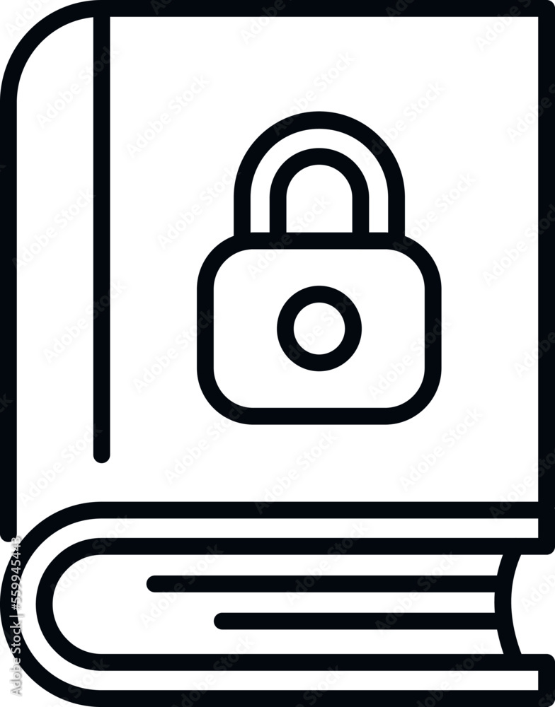 Poster book lock icon outline vector. cipher data. code computer