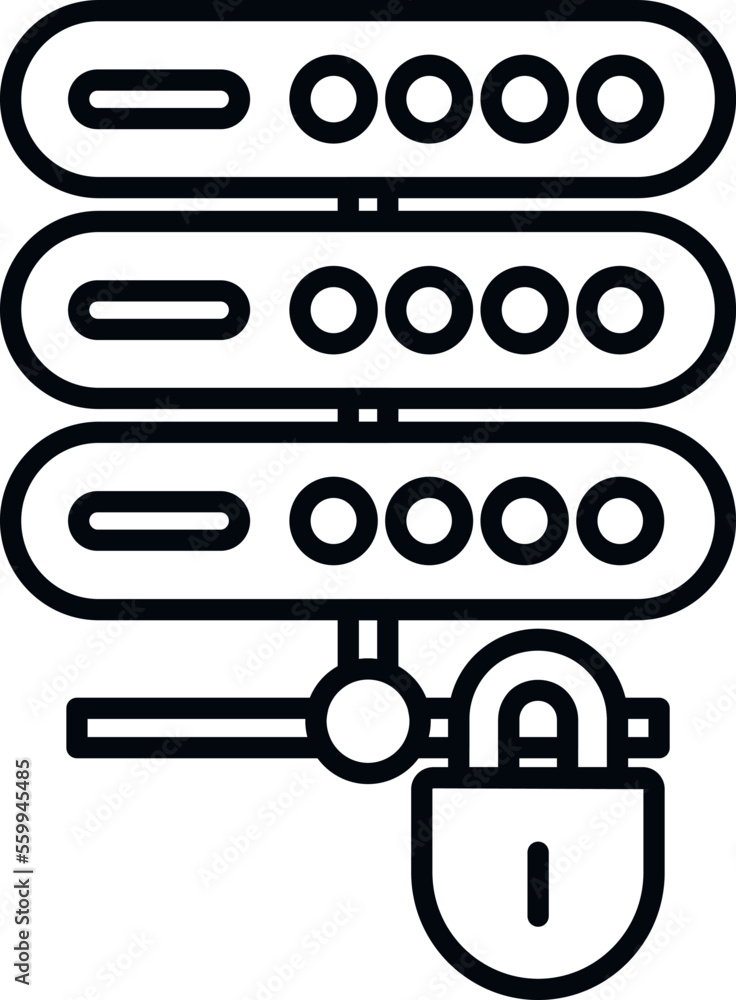 Poster secured server icon outline vector. cipher data. lock code