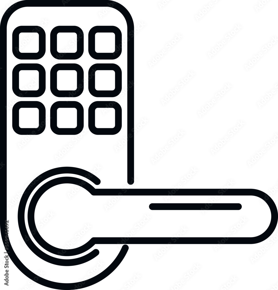 Poster door padlock icon outline vector. cipher data. code lock