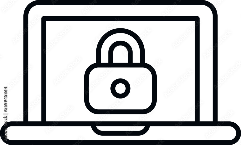 Poster secured laptop icon outline vector. cipher data. lock code