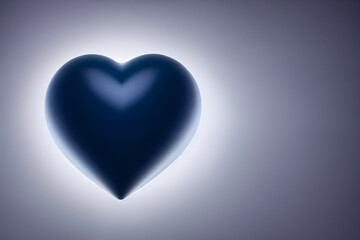 Dark blue shape heart on grey background