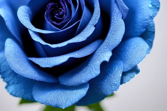 Blue Rose with water droplet close-up macro photo