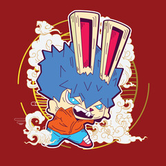 Rich Rabbit illustration for new year logo, notebook, and background