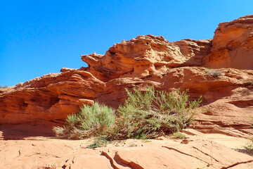 Fototapeta na wymiar Sandstone rock formations in Waterhole Canyon, Arizona 