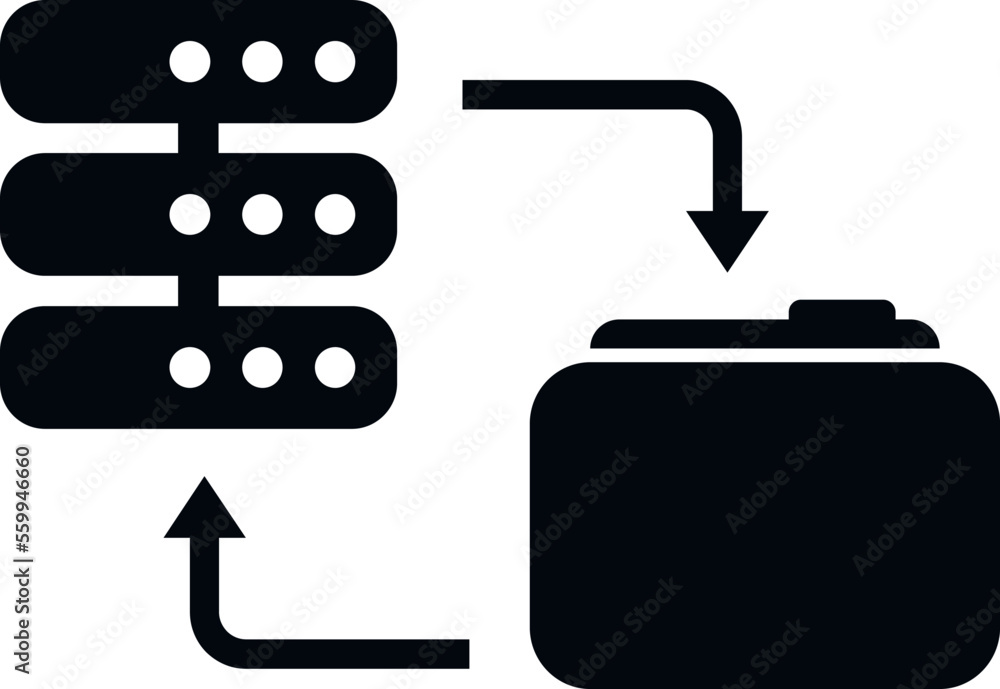 Poster network folder icon simple vector. backup data. computer storage