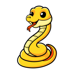 Cute yellow insularis snake cartoon