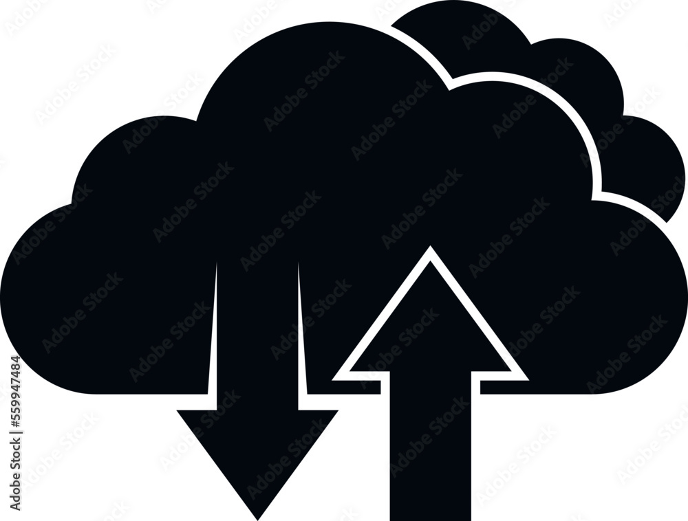 Poster upload data cloud icon simple vector. computer storage. file network