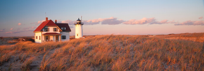 Race Point Lighthouse located on the Cape Cod National Seashore outside Provincetown, Massachusetts, USA.