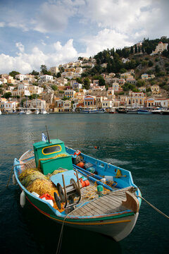 Fishing boat in harbor, Greece
