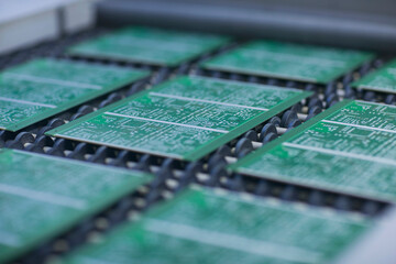 Close-up of circuit board in industry, Hanover, Lower Saxony, Germany