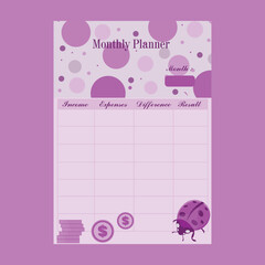 beautiful purple color budget plan template vector editable