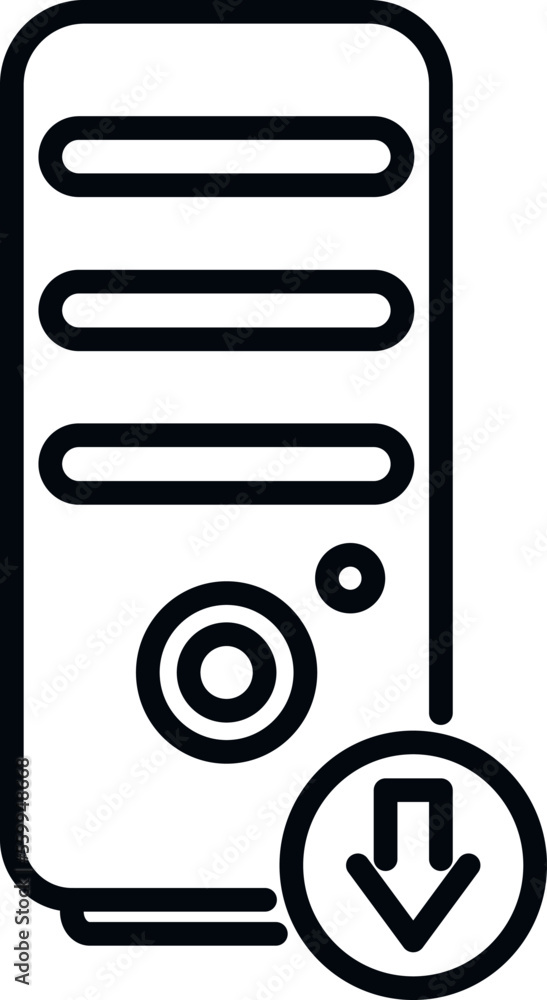 Poster computer backup icon outline vector. data cloud. network system