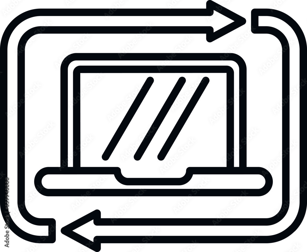 Poster laptop backup icon outline vector. data cloud. server file