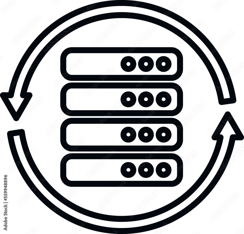 Poster server restore icon outline vector. backup data. storage file