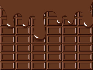 板チョコと流れる落ちるチョコレート