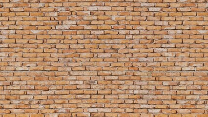 Background of old orange and yellow vintage seamless brick wall texture industrial interiors  for building atmosphere unfinished wall brick wallpaper