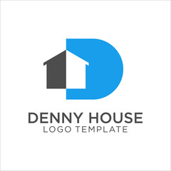 Letter D With Home Logo Design Template