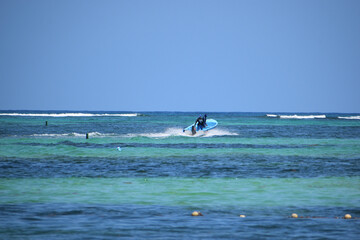 surfing on the beach