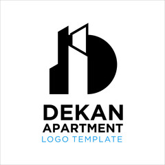 Letter D With Home Logo Design Template