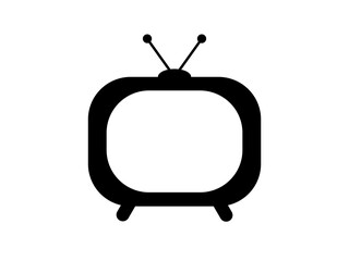 TV icon. Television with antenna isolated on white background