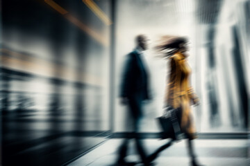 business man hurry to work with motion blur design, AI generate