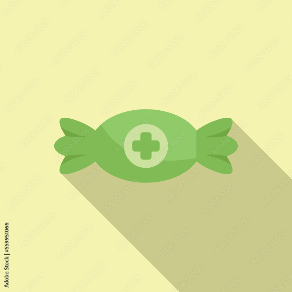 Sticker Bonbon cough drops icon flat vector. Sore remedy. Drop flu