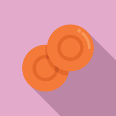 Orange cough drops icon flat vector. Cure spray. Sore remedy