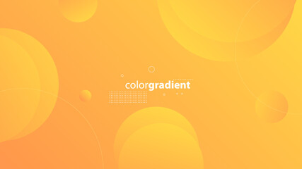 Abstract Modern Background with Retro Memphis Motion Round Circle Lines Element and Yellow Orange Gradient Color