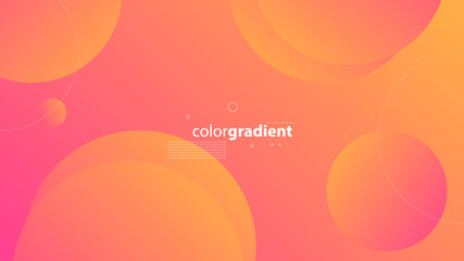 Abstract Modern Background with Retro Memphis Motion Round Circle Lines Element and Purple Orange Gradient Color