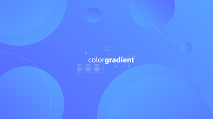 Abstract Modern Background with Retro Memphis Motion Round Circle Lines Element and Blue Gradient Color