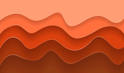 Paper cut background. orange abstract wave shapes - Trendy 3D design