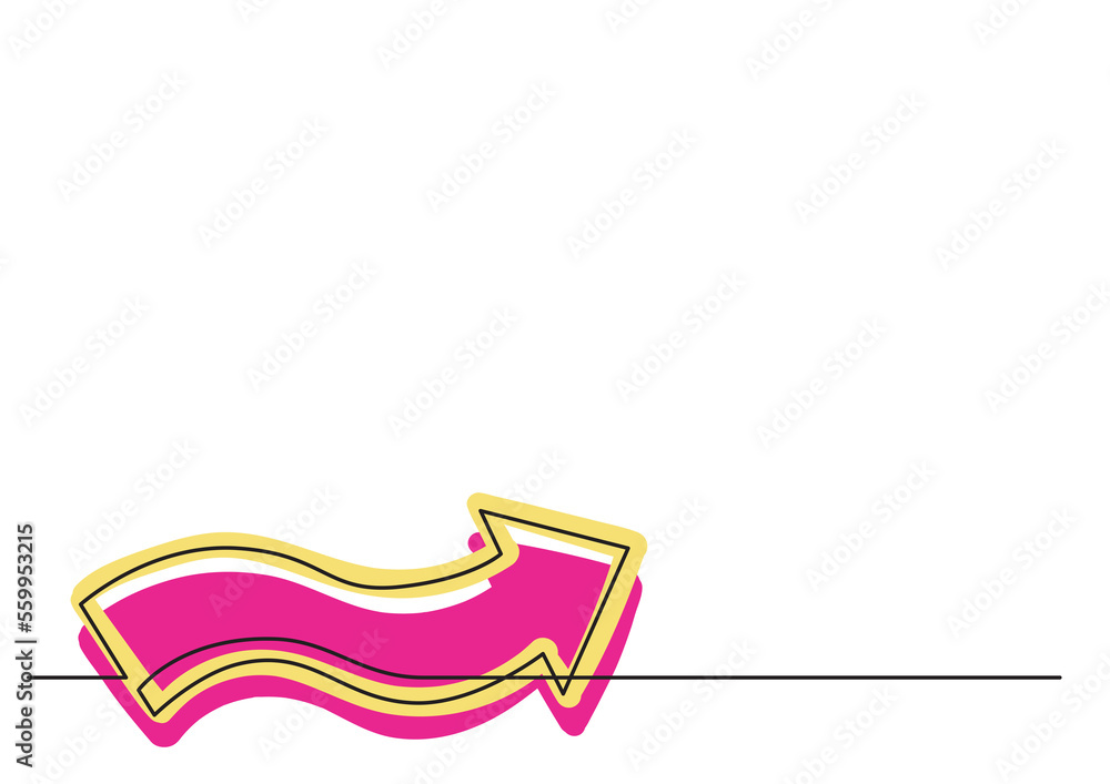 Poster continuous line drawing of colored arrow - png image with transparent background