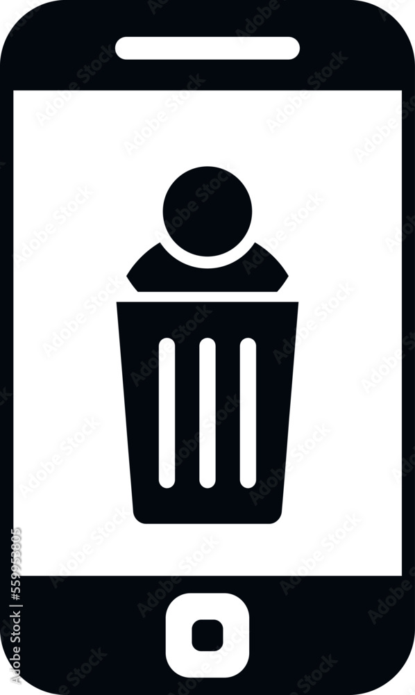 Poster phone remove user icon simple vector. delete service. people privacy