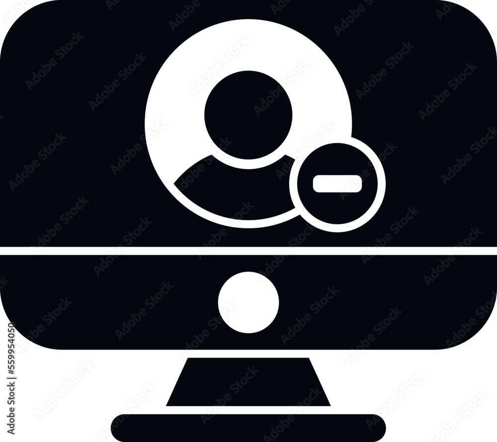 Poster computer user delete icon simple vector. people service. account privacy