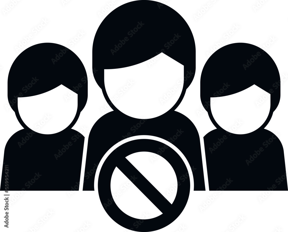 Poster remove group user icon simple vector. delete service. account privacy