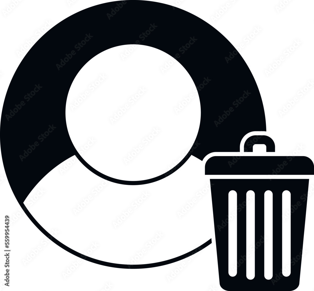 Poster delete user icon simple vector. file profile. trash man